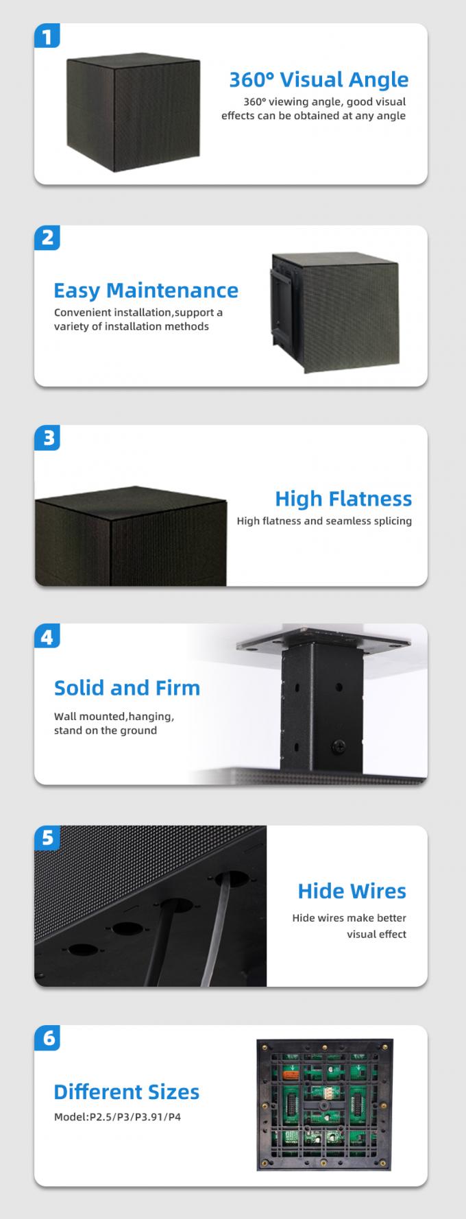 Cube LED Display P2.5 P3 P4mm Customized Retail Store Advertising Cube LED Screen 6