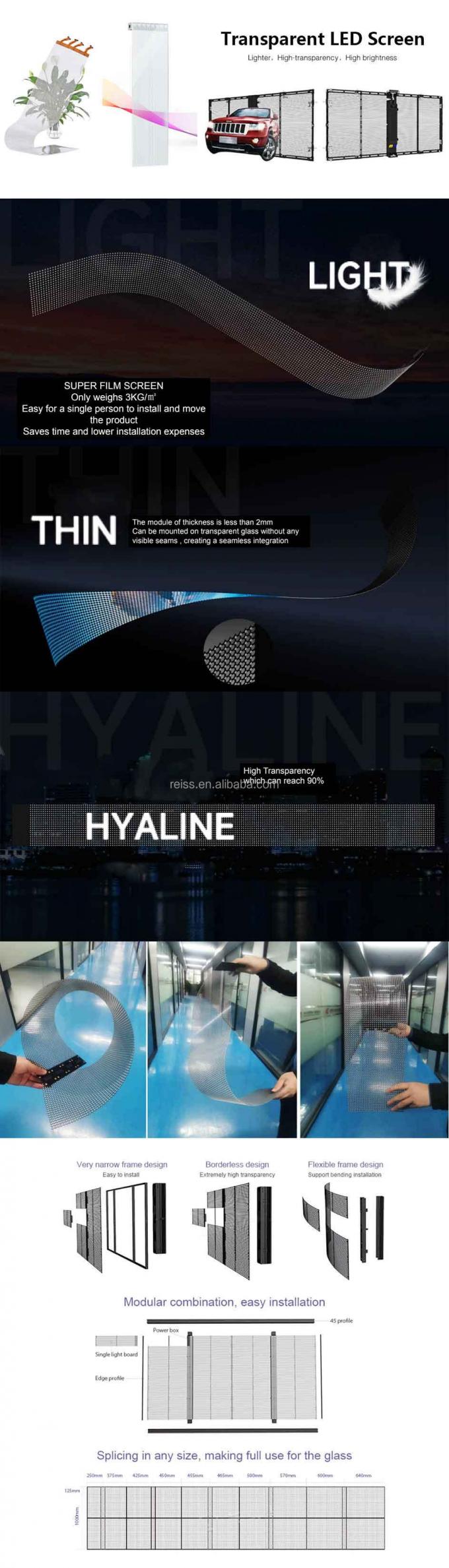 Glass LED Screen P3.91-7.81 HD Transparent Advertising transparent LED Screen 2