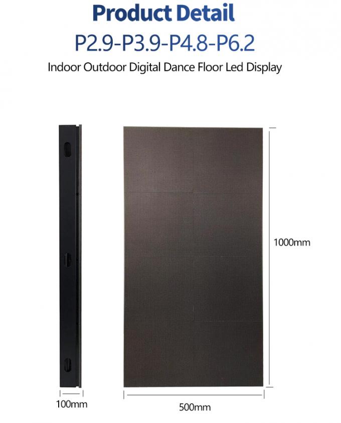 Led Dance Floor Display Rental Tile Panel 500*1000 High Refresh Led Stage Wedding Screen Wall P2.9 Interactive Led Display 3