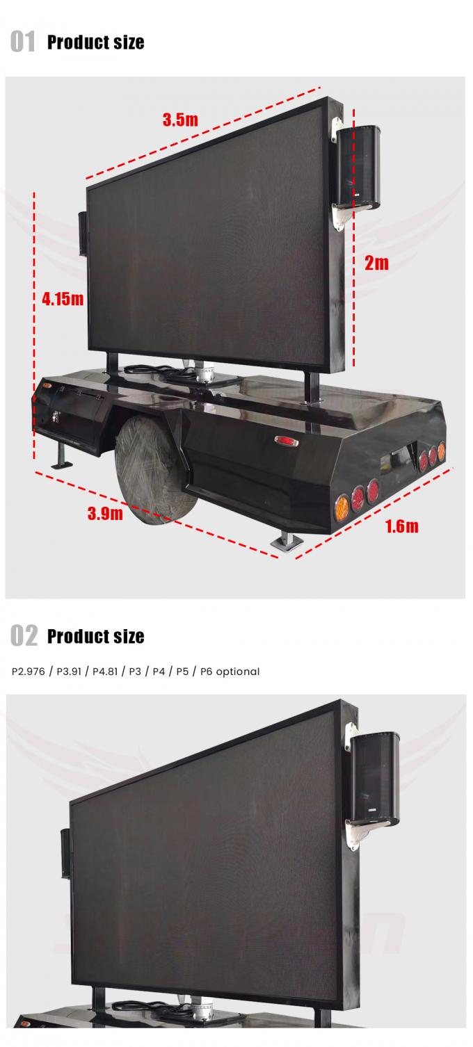 Outdoor P4 LED Sign Screen Trailer Solar Panels Advertising Trailer HD LED Display 3