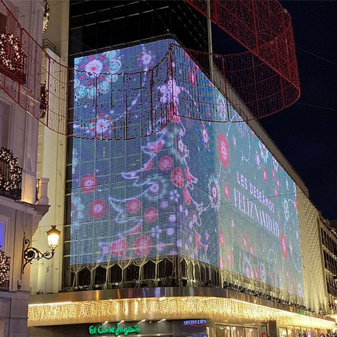 Mesh LED screen Flexible LED Curtain Display Net Screen Pixel LED Dot Light LED Mesh Screen for Media Facade 7