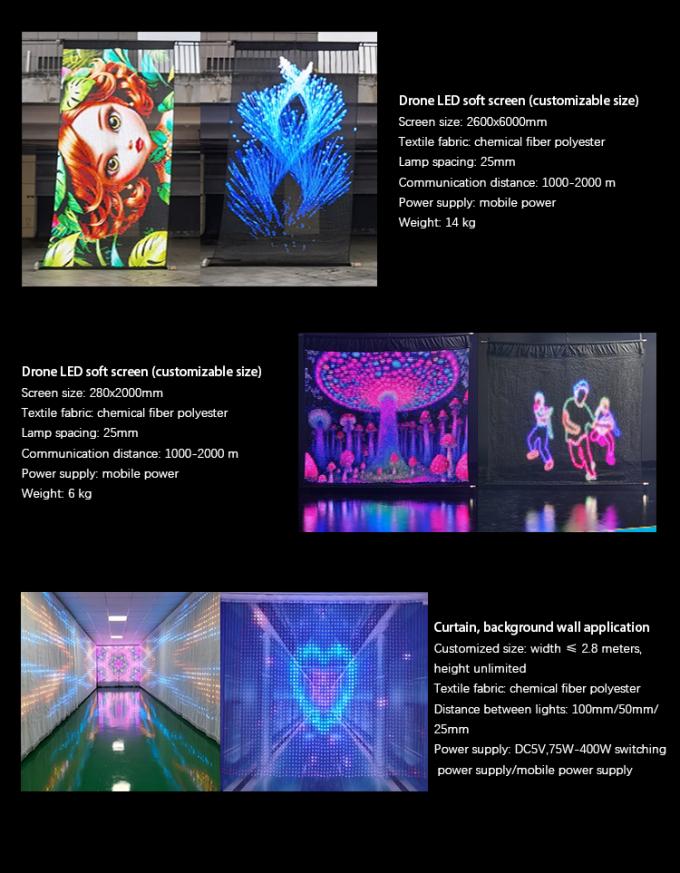 Flying LED Display with Drone Magic Carpet Screen LED Film Screen Rechargeable for Outdoor Advertising Customized 9