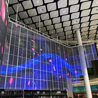 Glass LED screen p3.91-7.81 HD Transparent Advertising flexible led mesh screen